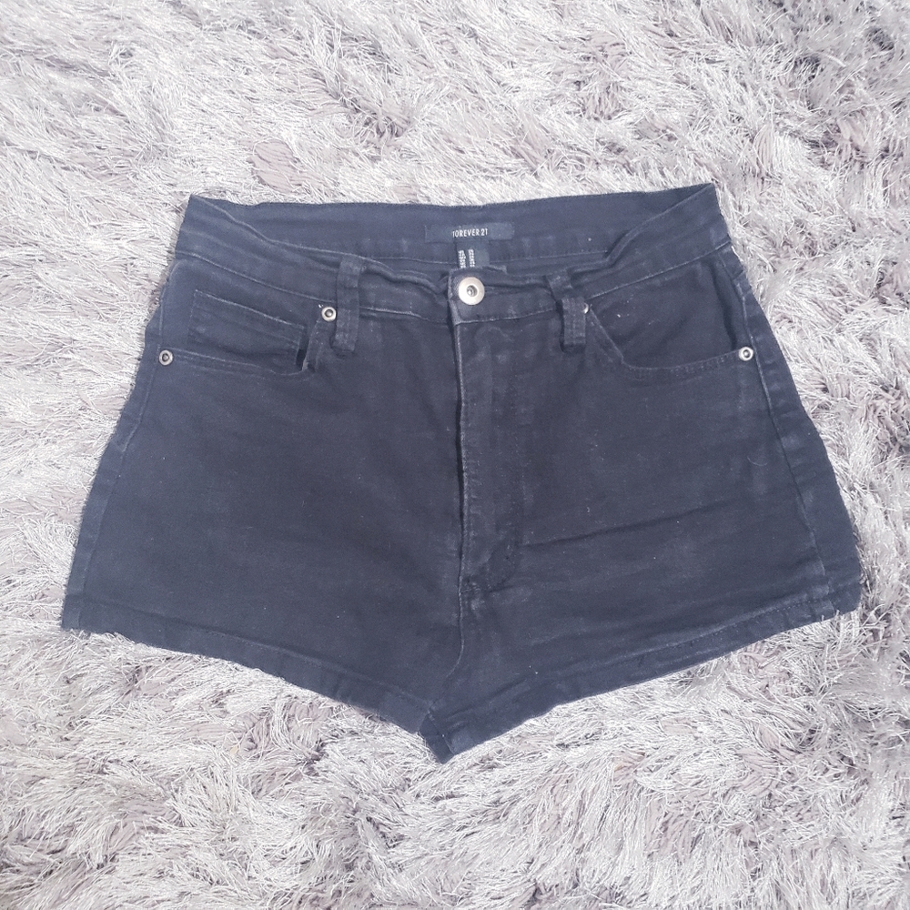 High Waited Black Jean Shorts